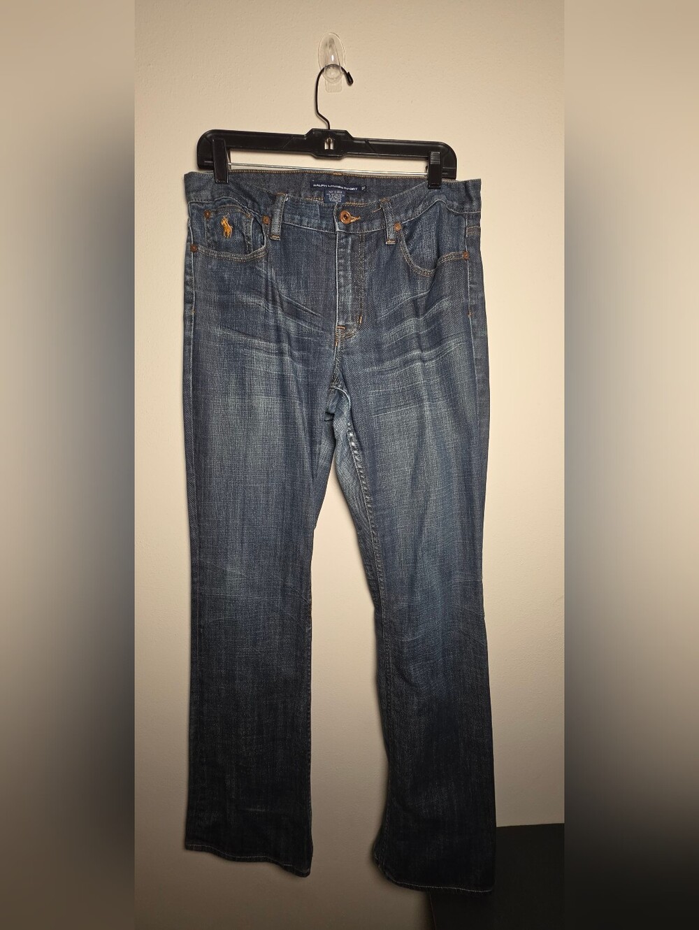 Polo by Ralph Lauren Women’s Boot Cut Jeans in Medium Blue with Gold Pony